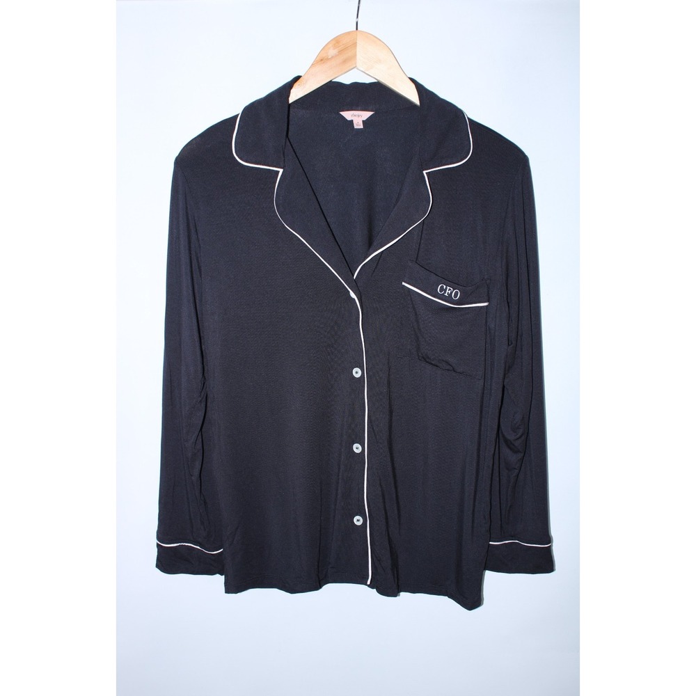 Eberjey Women's XS Black Button Up Soft Comfort Loungewear Sleeping Shirt